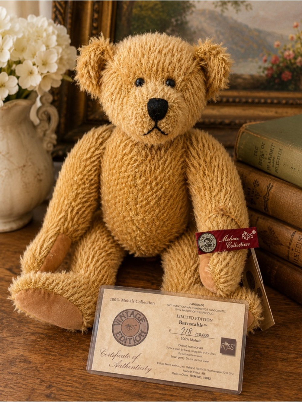 Russ Barnstable Mohair Teddy Bear Ltd Ed #718/10000 w/ COA & Tags Collectable